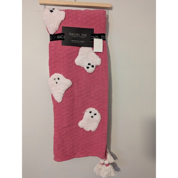 Rachel Zoe Dark Pink Ghost Blanket TikTok Viral Throw Halloween NWT - Picture 1 of 7